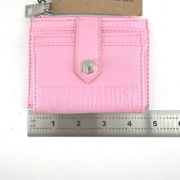 Steve Madden NWT Hayden Wallet pink Logo zipper pocket - Picture 2 of 7